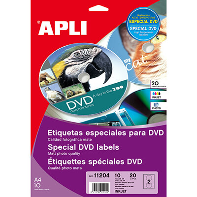 Etiquetas DVD poliéster blanco mate (20u)