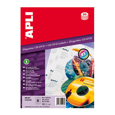 Paquet etiquetes cd/dvd 114mm glossy